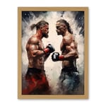 Artery8 Cage Fight Oil Paint Artwork Combat Mixed Martial Arts Boxing Wrestling Artwork Framed Wall Art Print 18X24 Inch