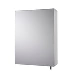 Croydex Avon Single Door Bathroom Mirror Cabinet, Stainless Steel Bathroom Wall Cabinet, Chrome Pin Handles for No Finger Marks, Fully Assembled with All Fittings Included, 12x30x40cm