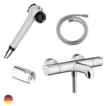 Mitigeur bain douche thermostatique mural 2 trous Hansgrohe 1001 chrome avec douchette enfants zèbre