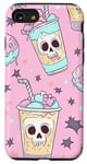 Coque pour iPhone SE (2020) / 7 / 8 Kawaii Grim Reaper Boba Tea Squelette Crâne Pastel Goth