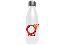 Sevilla Bouteille d'eau en acier inoxydable, bidon, bouteille d'eau, fermeture hermétique, lettre Q, 550 ml, couleur blanche, produit officiel (CyP Brands)