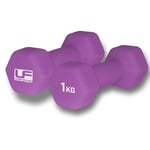 Urban Fitness Neoprene Covered Hex Dumbbells Fitness (Pair) Purple 2 x 1kg