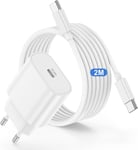 Chargeur USB C avec câble,câble de charge USB C,2 m de long,avec adaptateur d'alimentation de type C,chargeur rapide USB C,câble de charge pour iPhone 15 Pro Max/Plus,iPad Pro/Mini/Air5