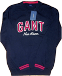 GANT NEW HAVEN JUMPER BLUE CREW NECK THIN KNIT LOGO SIZE M NEW NWT