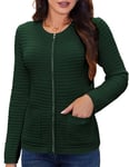 GRACE KARIN Femme Tricot Manteau Haut à Col Rond et Manches Longues de Nouveau Mode Chaud Hiver Vert Foncé L