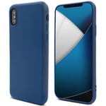 Moozy Lifestyle. Coque conçue pour iPhone X et iPhone XS, bleu nuit – Coque en silicone liquide avec finition mate et doublure en microfibre douce. - Neuf