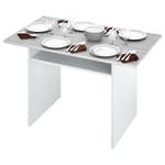 Table console cuisine étroite table pliante moderne blanc et ciment 120x35x77 cm