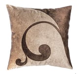 Stanley Hamilton Housse de Coussin décorative en Velours avec Motif Broderie au Laser pour canapé (Standard) 45 x 45 cm Beige doré/Marron foncé (Largeur) x 45,7 cm (Hauteur)