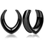 Vankula Ecarteur Oreilles 1 Paire Selle Plug Tunnel en Acier Inoxydable étirement Piercing Bijoux pour Femmes Hommes 16mm(5/8") Noir