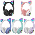 STN28 Cat Ear Luminous Bluetooth hörlurar Vikbara hörlurar Black STN-28