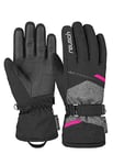 Reusch Gants de Ski Extra Chauds, imperméables et Respirants pour Femmes, Blck/Blck Melang/Pink Glo, 7.5