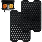 BYKITCHEN 2pcs Silicone Air Fryer Liner for Ninja Dual Basket, Air Fryer AF300UK Accessories, Reusable Silicone Liners for Ninja Double Drawer Fryer and Salter/Instant Vortex Twin Air Fryer (Black)