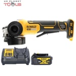 DeWalt DCG406 18V XR Brushless 125mm Angle Grinder + 1 x 4Ah Battery & Charger