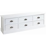 Commode en bois massif et MDF laqué blanc - Longueur 115 x Hauteur 40 x Profondeur 30 cm -PEGANE-