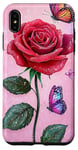 Coque pour iPhone XS Max Adorable rose rouge et papillon avec étoiles et papillons roses