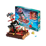 Pinypon Action - Radeau de Pirates, Bateau Qui Flotte sur l'eau, avec Figurine de Pirate, Accessoires de Chasse au trésor, pour Enfants à partir de 4 Ans