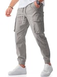 Meilicloth Mens Tapered Cargo Pants Casual Stretch Trousers fo Me Elastic Waist Drawstring Jogging Joggers for Men Sweatpants Light Grey 42