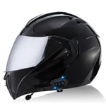 Bluetooth Casques Moto intégrés,Anti-Glare Full Face Modulable Double visières modulaire vélo Casques Motorcross Intercom Casque ECE Homologué R,L