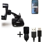 For HTC Desire 20 Pro car holder + CHARGER windshiled bracket 