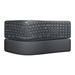 Logitech ERGO K860 Clavier Ergonomique Sans Fil - En Deux Parties, Repose Poignet, Frappe Naturelle, Bluetooth et Connectivité USB, Compatible avec PC & Mac, Clavier Français AZERTY - Gris