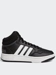 adidas Sportswear Kids Unisex Hoops 3.0 Mid Trainers - Bla, Black/White, Size 3 Older