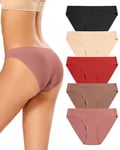 VOENXE Culotte Femme sans Couture,Invisible sous-vêtements Slips Taille Basse,Bas de Bikini Élastique,Culotte Sport Femme,Seamless Women Underwear Panties,Multipack Lot de 5