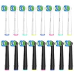 16pcs Precision Brush Heads Compatible with Oral b Electric Toothbrushes, 8er White and 8er Black, Deep and Precise Cleaning.