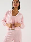 Juicy Couture Liv Rib Velour Lounge Hoodie - Pink, Pink, Size Xl, Women