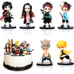 Figurine Cake Topper, 6 st Demon Slayer Cake Topper, Tecknad tårtdekoration för anime fans, Demon Action Figurer, för födelsedagsfester