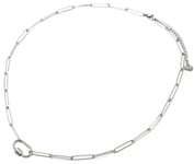 CC3444 - Collier Mi-Long Chaîne Maillons Acier Argenté et Ovale Torsadé Anneaux