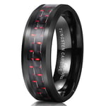 King Will GENTLEMAN 8mm Black and Red Carbon Fiber Inlay Tungsten Carbide Ring Engagement Wedding Band(11)