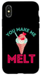 Coque pour iPhone X/XS You Make Me Melt Cône de crème glacée en forme de cœur pour la Saint-Valentin