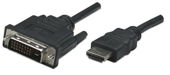 Manhattan HDMI to DVI-D 24+1 Cable, 1m, Male to Male, Black, Equivalen