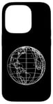 Coque pour iPhone 14 Pro World Globe Line Art Carte planète Terre Atlas Voyage