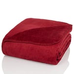 Glart doudou rouge bordeaux 130x170 cm. Couverture en laine douce, chaude et extra moelleuse comme couverture de canapé, couverture de canapé, couvre-lit, jeté en peluche. Pour les enfants et les salons. Rouge foncé