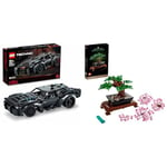 LEGO 42127 Technic THE BATMAN – BATMOBILE Model Car Building Toy, Movie Set, Superhero Gifts and Teen Fans with Light Bricks & 10281 Icons Bonsai Tree Set, Plants Home Décor Set with Flowers,