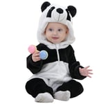 HAHASHOW BéBé d'hiver Grenouillères Combinaison Unisexe Animal Mignon Flanelle Barboteuses Manteau à Capuche Enfants Pyjama Jumpsuit pour Garçon et Fille 30-36 Mois, Panda