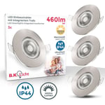 Lot de 3 spots à encastrer spéciales salle de bain IP44 ultraplats 25mm, Ø90mm, nickel mat, éclairage plafond encastrable, platines led 4,9W, 480Lm,