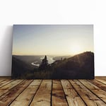 Big Box Art Canvas Print Wall Art Landscape Dawn Forest | Mounted and Stretched Box Frame Picture | Home Decor for Kitchen, Living, Dining Room, Bedroom, Hallway, Multi-Colour, 24x16 Inch