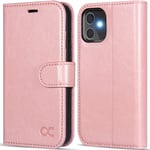 OCASE iPhone 12 Mini Case, Premium PU Leather iPhone 12 Mini 5G Wallet Case [TPU Inner Shell][RFID Blocking][Kickstand][Card Holder] Flip Phone Cover Compatible For 5.4 Inch iPhone 12mini-Pink