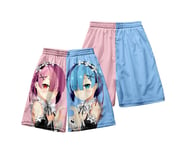 1PCS Swimming Shorts Mens Anime Ram Rem Re：Life In A Different World From Zero 3D Print Funny Hawaiian Beach Trunks Surf Gym With Pockets For Summer Beach Holiday XL