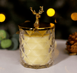 Scented Candle Gift Jar Gold Stag Lid Lemon Lavender Fragrance Home Decor