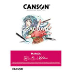 Canson Bloc de 30 feuilles GRADUATE Manga - A3 200gr Blanc, lisse et résistant aux gommages grattages