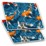 2 x Rectangle Stickers 7.5 cm - Beautiful Koi Carp Fish Sea Creatures Cool Gift