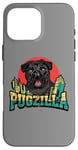 Coque pour iPhone 16 Pro Max Retro Pug Pugzilla Funny Dog Lover Japanese Movie Poster