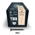 TOX Vis autoperceuses DRY GG 3,9 x 25 mm, avec chargeur pour montage rapide avec visseuse à chargeur, filetage grossier, plaque de plâtre sur sous-construction en bois, 1000pcs, 142353253925