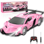 Voiture Télécommandée Fille, Jouet Fille 3 4 5 6 7 8 Ans, 1/18 Voiture de Course Radiocommandée Téléguidée avec LED Lumière RC Drift Cars Jeu Extérieur Enfants Cadeaux Filles Anniversaire Noël (Rose)