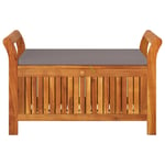 Banc De Jardin Meuble De Patio D'extérieur Terrasse De Rangement De Jardin Avec Coussin 91 Cm Bois D'acacia Helloshop26 02_0011809