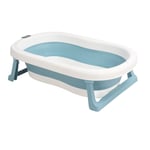 (Blue)Folding Baby Bathtub Infant Bath Tub Rapid Drainage Temperature Display