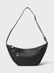 Crew Clothing Half Moon Sling Leather Bag, Black